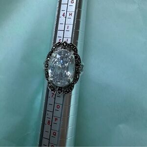 Vintage Sterling Silver 925 zirconia and marcasite Ring size 6